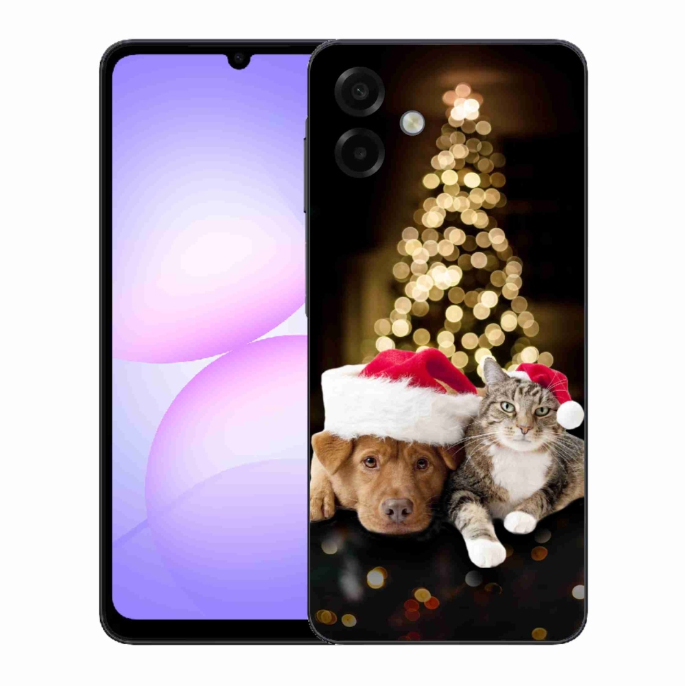 Gélový kryt mmCase na Samsung Galaxy A07 4G - vianočný pes a mačka