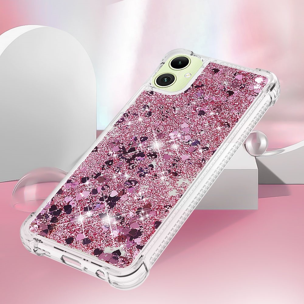 Glitter presýpací gélový obal na Samsung Galaxy A06 4G - ružovozlatý/srdiečka