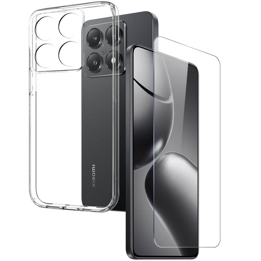NORTHJO priehľadný gélový obal + tvrdené sklo na Xiaomi 14T - priehľadný