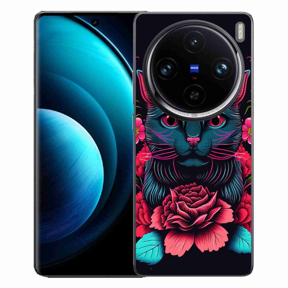 Gélový kryt mmCase na Vivo X100 Pro 5G - kvety a mačka