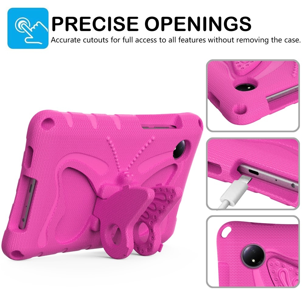 Kids Butterfly EVA odolné puzdro s popruhom na tablet Xiaomi Redmi Pad SE 8.7 - rose