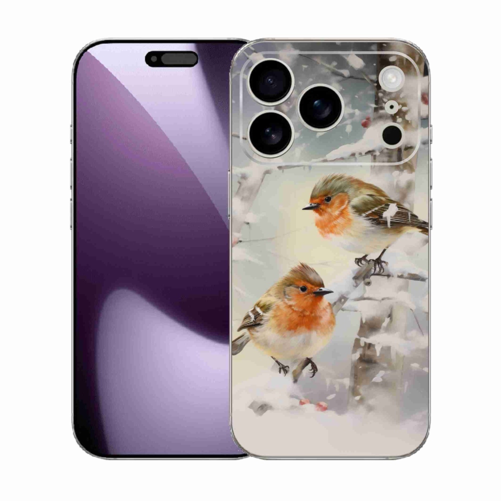 Gélový kryt mmCase na iPhone 17 Pro - vtáčiky v zime