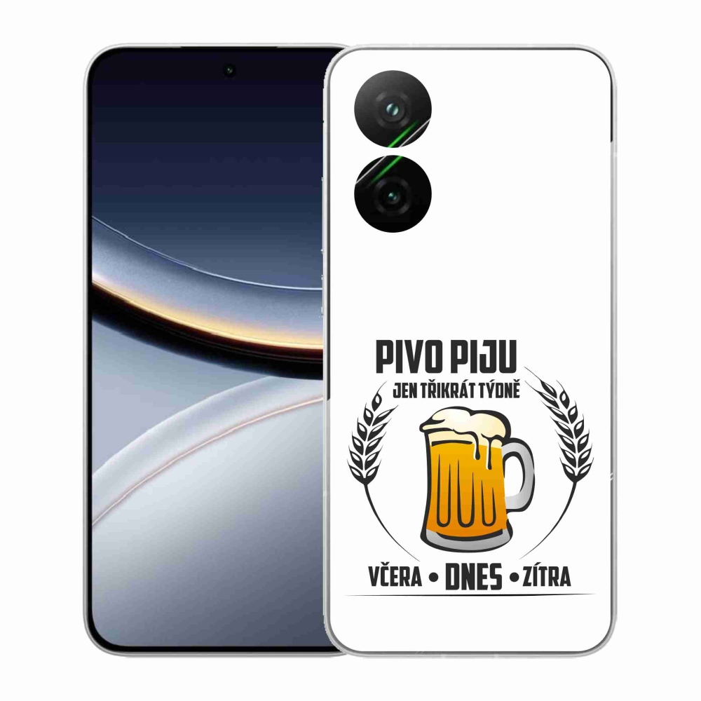 Gélový kryt mmCase na Xiaomi Poco F7 5G - pivný motív biele pozadie