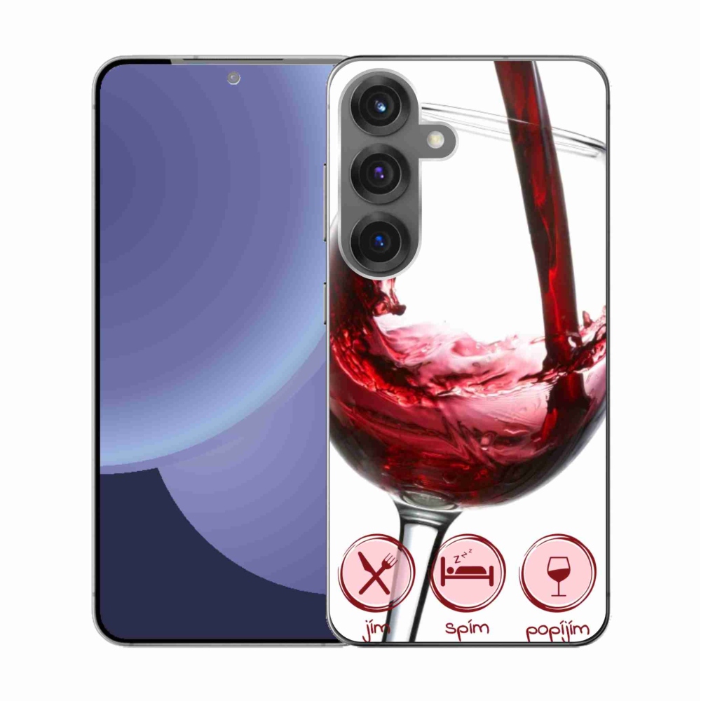 Gélový kryt mmCase na Samsung Galaxy S25 - pohár vína červené