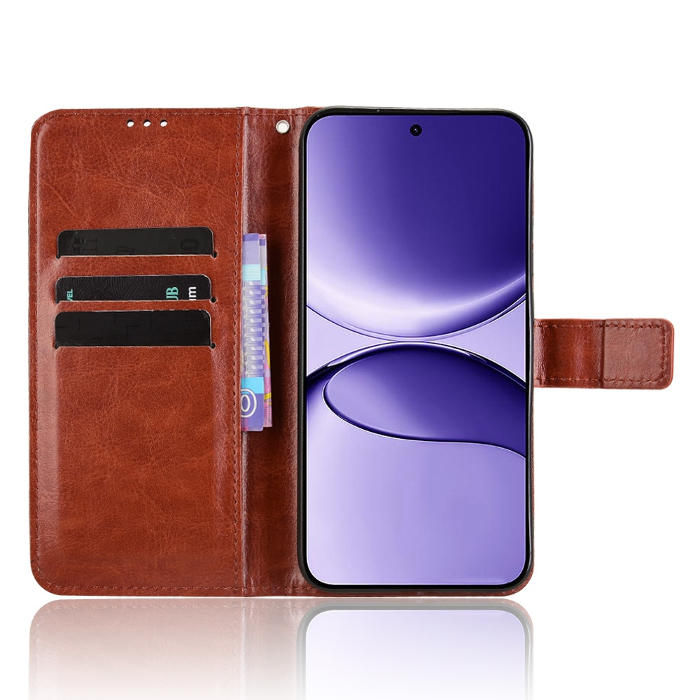 Crazy knižkové púzdro na Xiaomi Poco F7 5G - hnedé