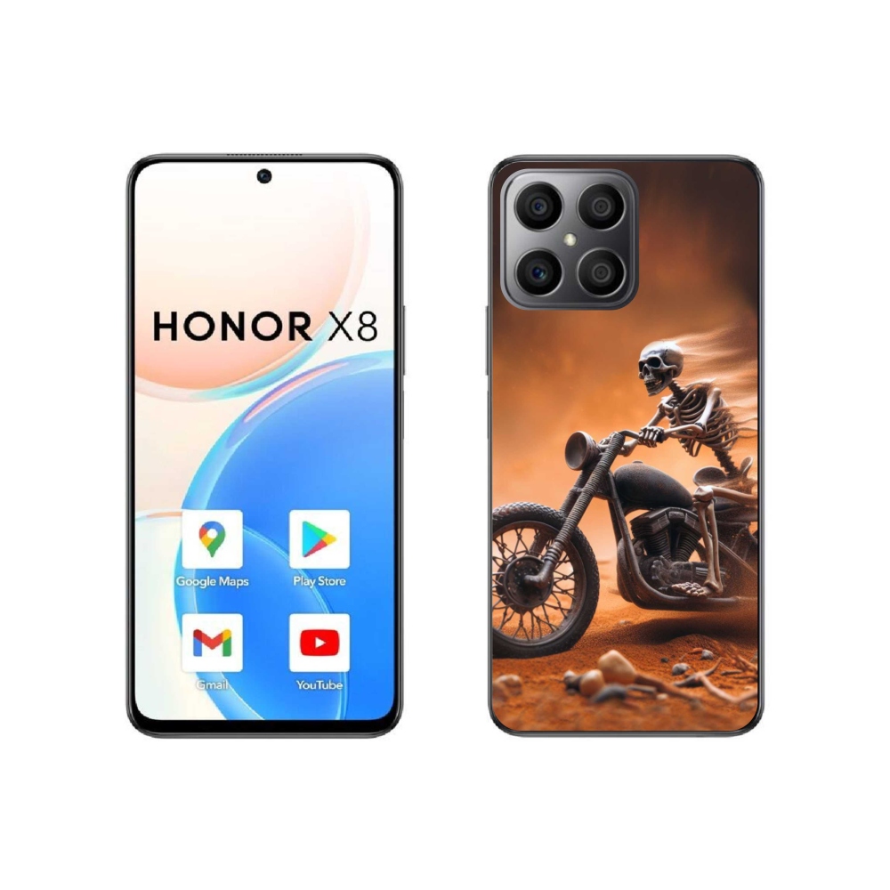 Gélový kryt mmCase na Honor X8 4G - kostra na motorke