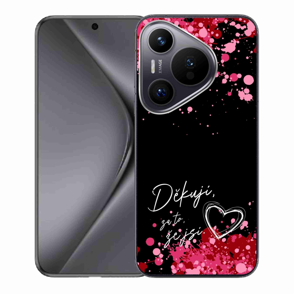 Gélový kryt mmCase na Huawei Pura 70 - zamilovaný text 2 čierne pozadie