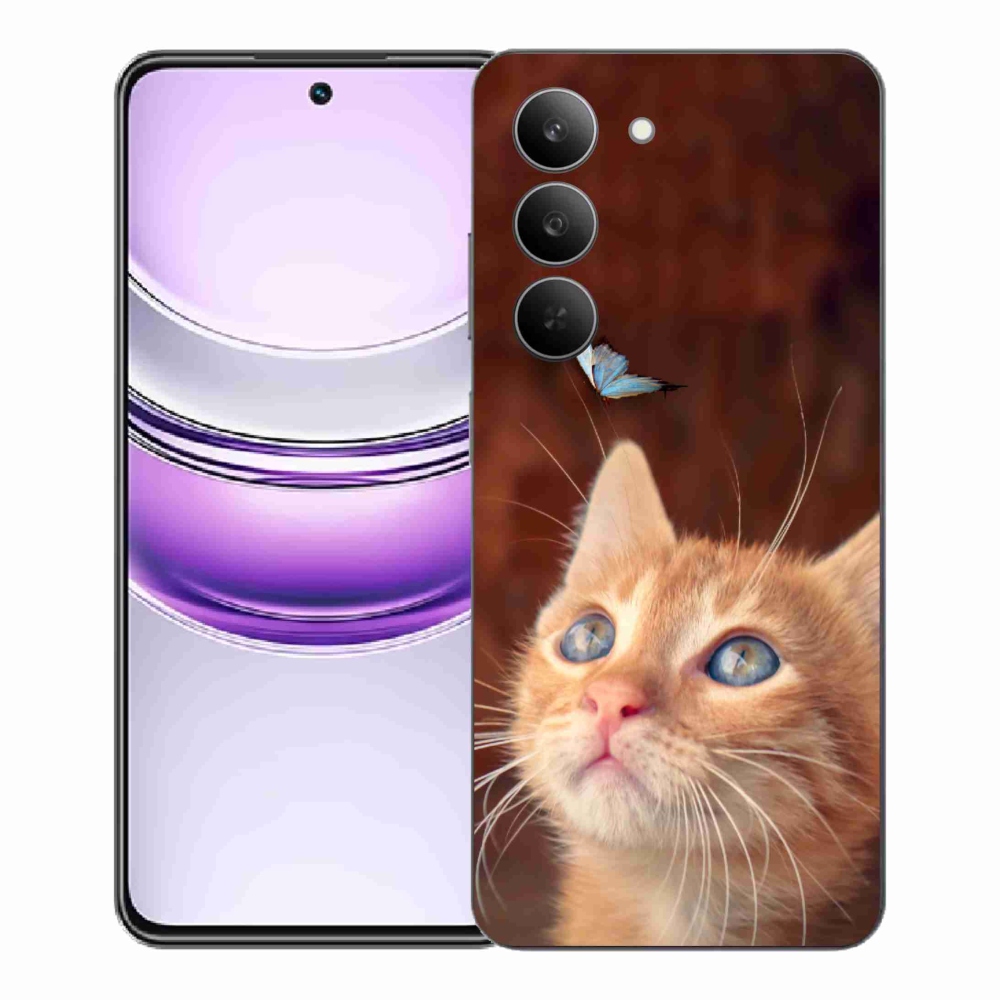 Gélový kryt mmCase na Realme 14x 5G - motýľ a mačiatko