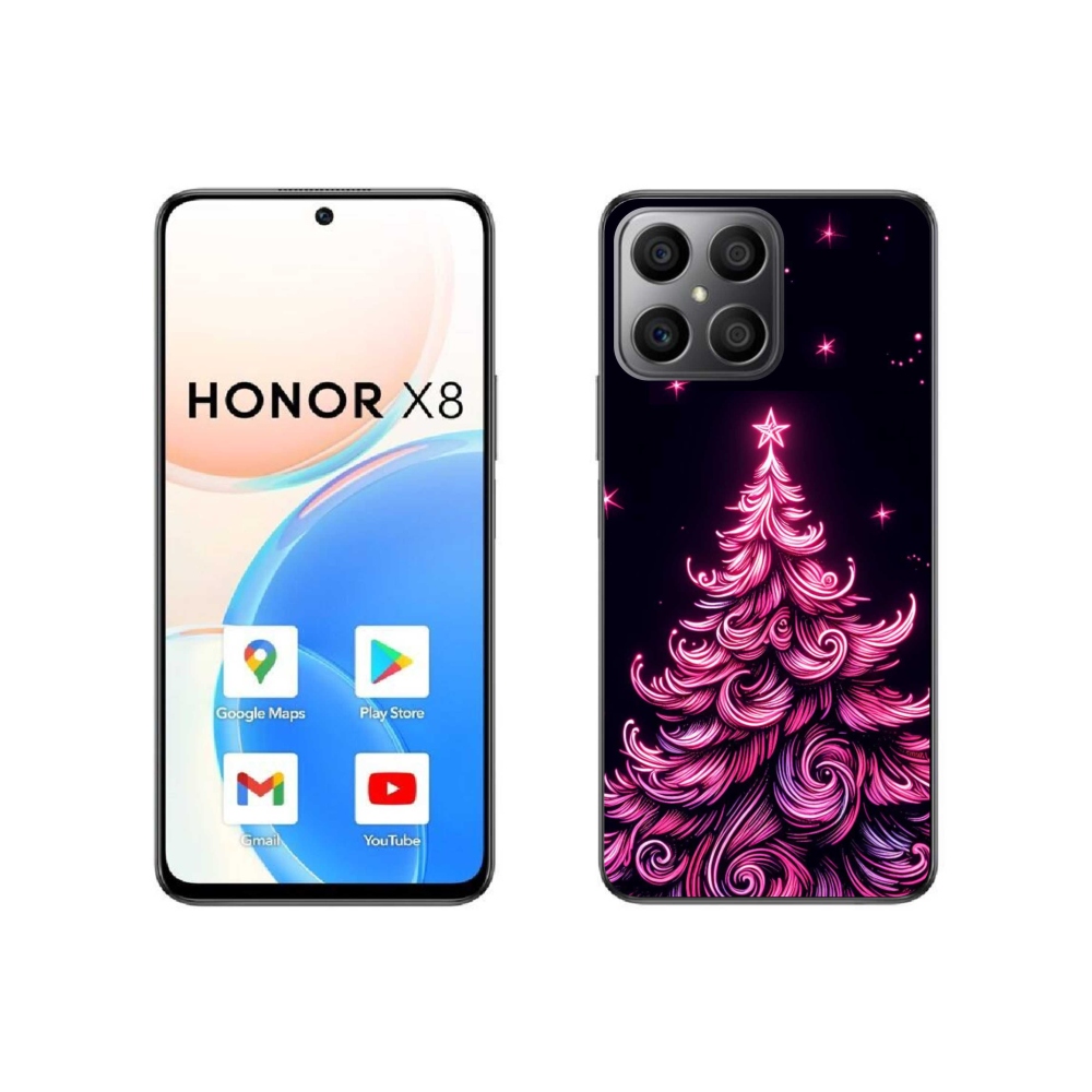 Gélový kryt mmCase na Honor X8 4G - neónový vianočný stromček 2