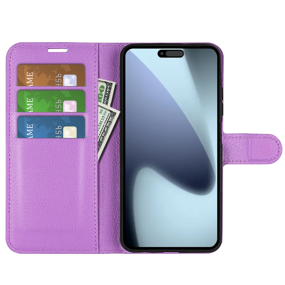 Litchi knižkové púzdro na iPhone 17 - fialové