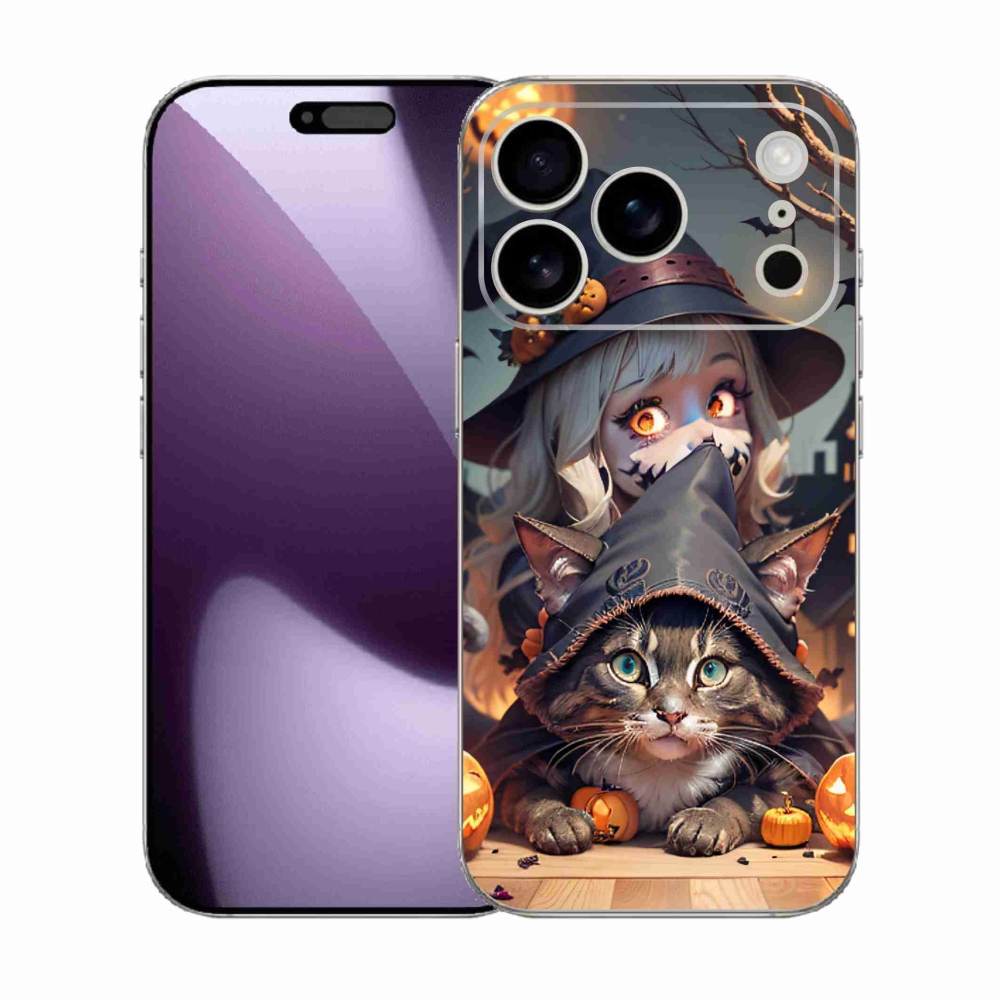 Gélový kryt mmCase na iPhone 17 Pro - čarodejnica s mačkou
