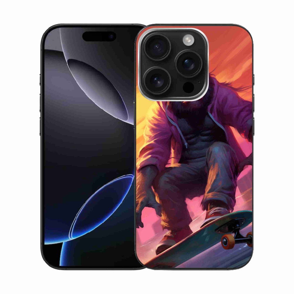 Gélový kryt mmCase na iPhone 16 Pro - gorila na skateboarde