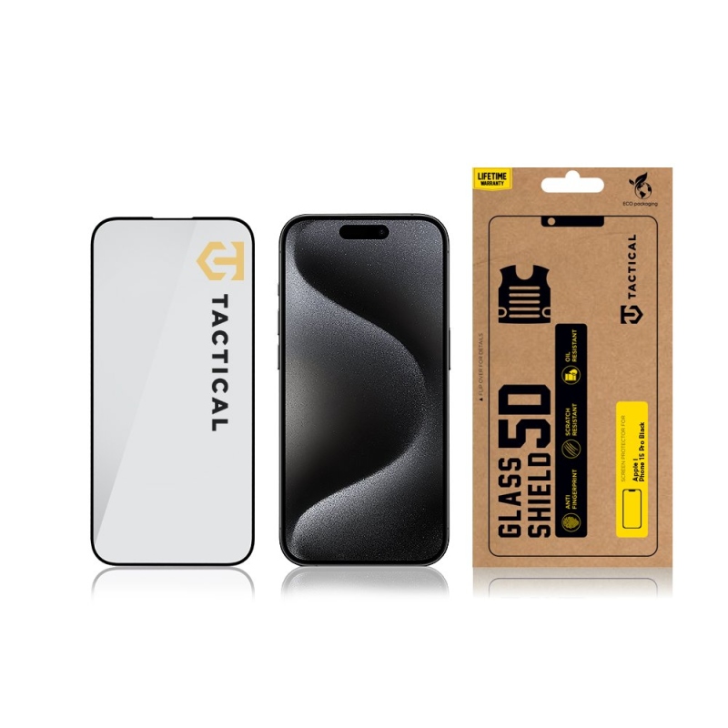 Tactical Glass Shield 5D sklo pre Apple iPhone 15 Pro Black