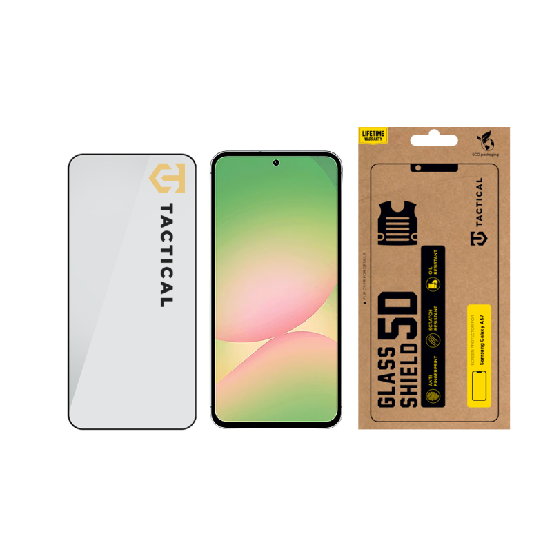 Taktický sklenený štít 5D sklo pre Samsung Galaxy A57 Black