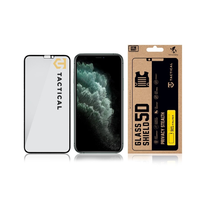 Taktický sklenený štít Privacy Stealth 5D sklo pre Apple iPhone 11 Pro/XS/X Black