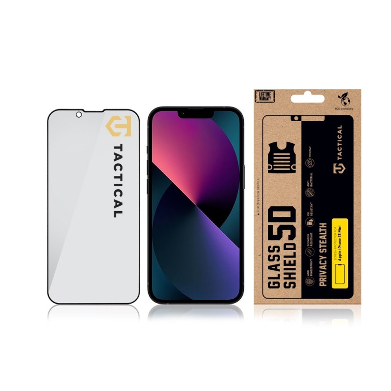 Taktický sklenený štít Privacy Stealth 5D sklo pre Apple iPhone 13 mini Black