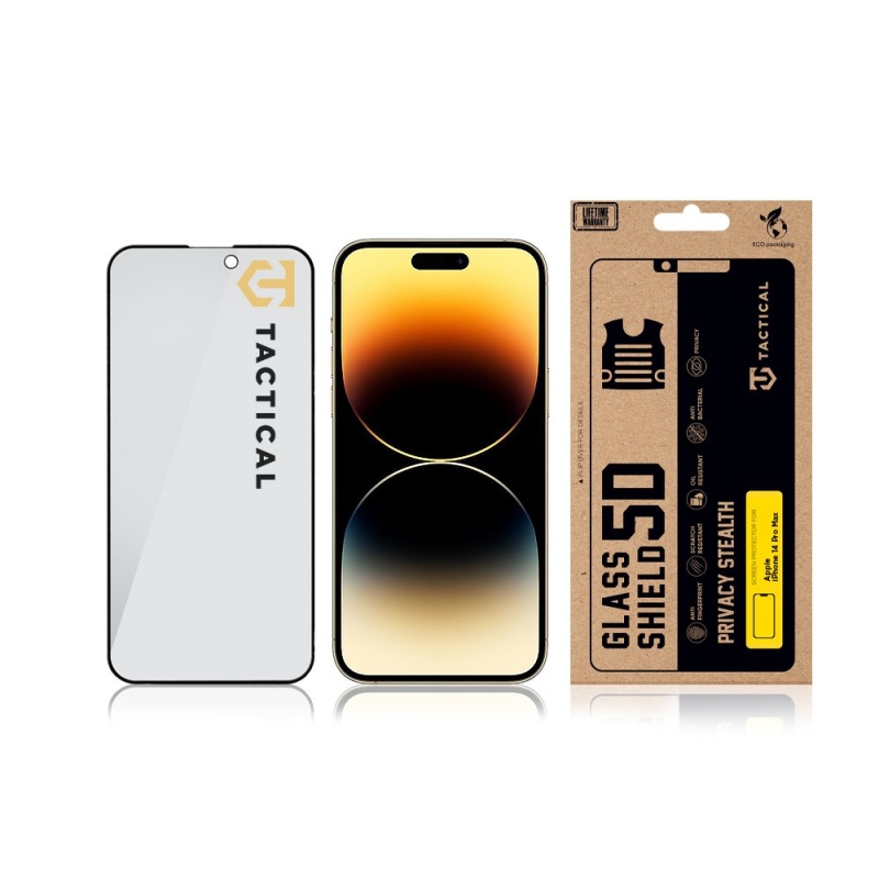Taktický sklenený štít Privacy Stealth 5D Glass pre Apple iPhone 14 Pro Max Black