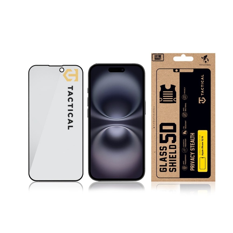 Taktické sklo Shield Privacy Stealth 5D sklo pre Apple iPhone 15/16 Black