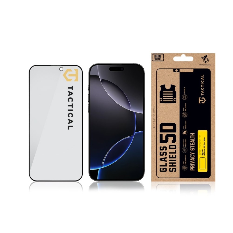 Taktický sklenený štít Privacy Stealth 5D Glass pre Apple iPhone 16 Pro Max Black