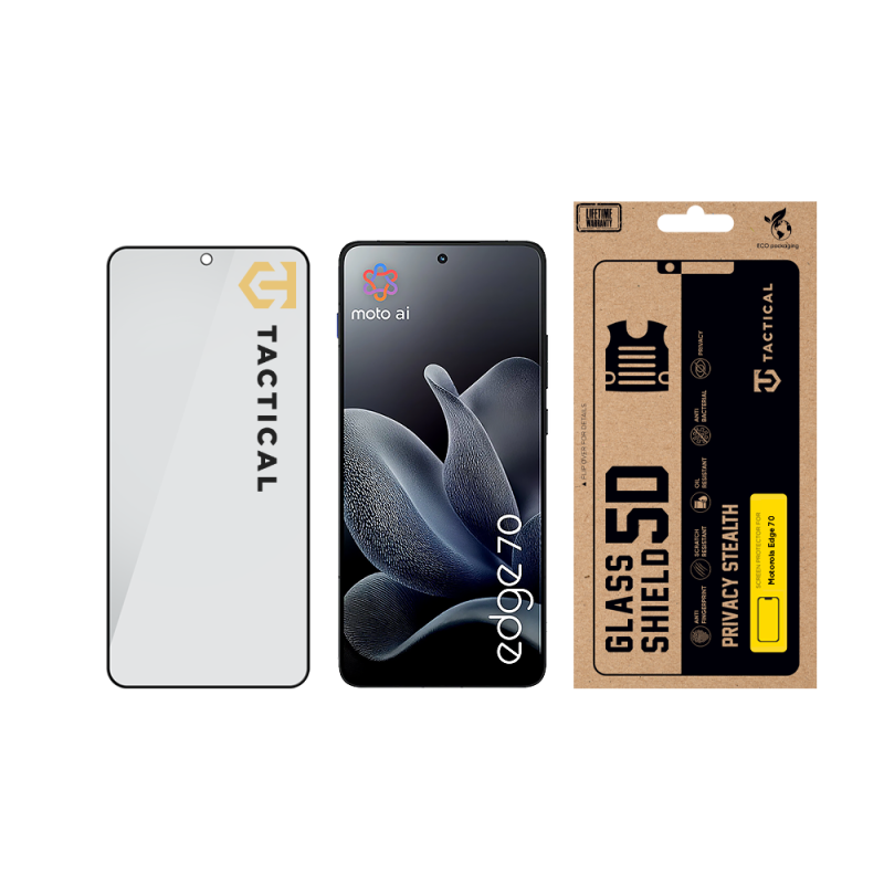 Taktický sklenený štít Privacy Stealth 5D Glass pre Motorola Edge 70 Black