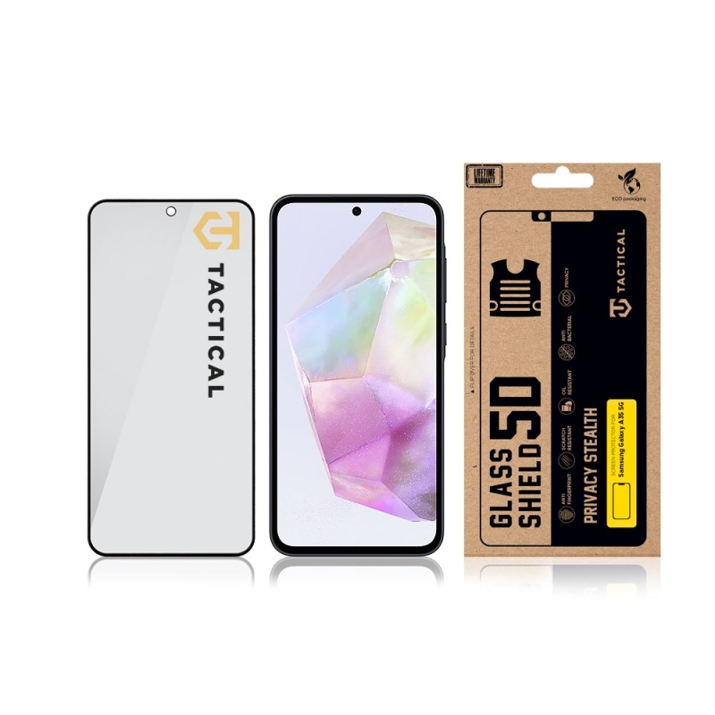 Taktický sklenený štít Privacy Stealth 5D Glass pre Samsung Galaxy A35 5G Black