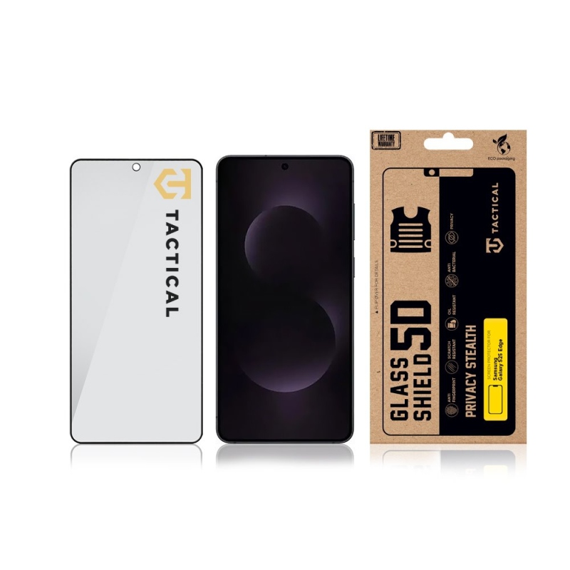 Taktický sklenený štít Privacy Stealth 5D Glass pre Samsung Galaxy S25 Edge Black