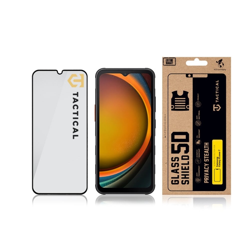 Taktický sklenený štít Privacy Stealth 5D Glass pre Samsung Galaxy Xcover 7 Black