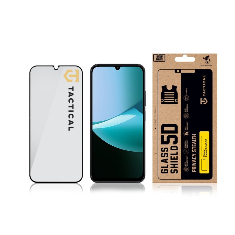 Taktický sklenený štít Privacy Stealth 5D Glass pre Xiaomi Redmi 15C 4G/5G Black