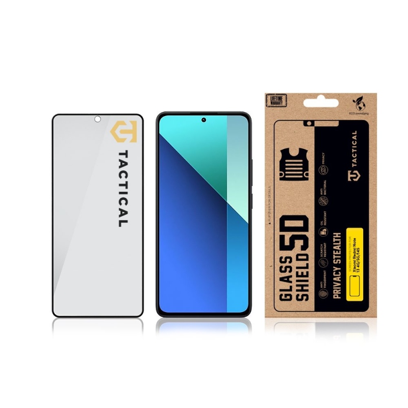 Taktický sklenený štít Privacy Stealth 5D sklo pre Xiaomi Redmi Note 13 4G/5G/14S Black