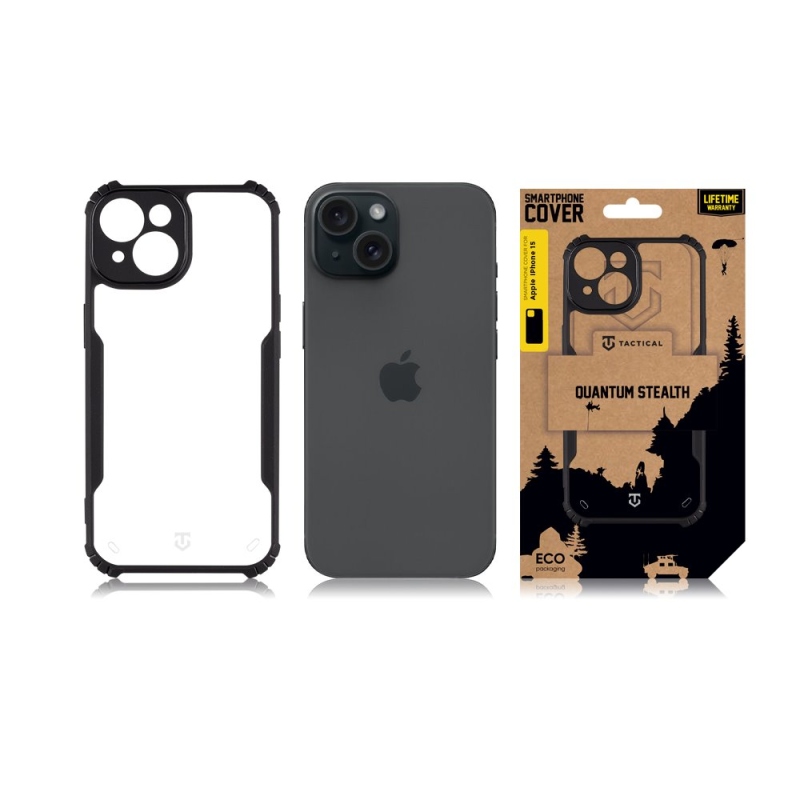 Tactical Quantum Stealth Kryt pre Apple iPhone 15 Clear/Black