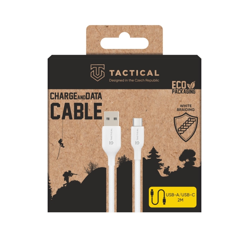Kábel taktickej stehovej nite USB-A/USB-C 2 m biely