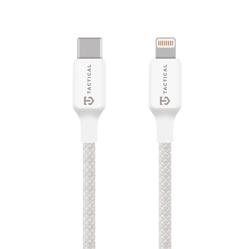 Taktické stehové vlákno Kábel USB-C/Lightning 2 m biely