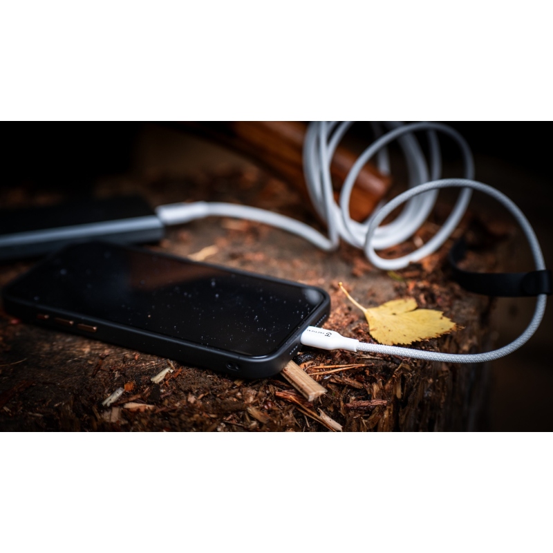 Taktický kábel s niťou USB-C/USB-C 0,3 m biely