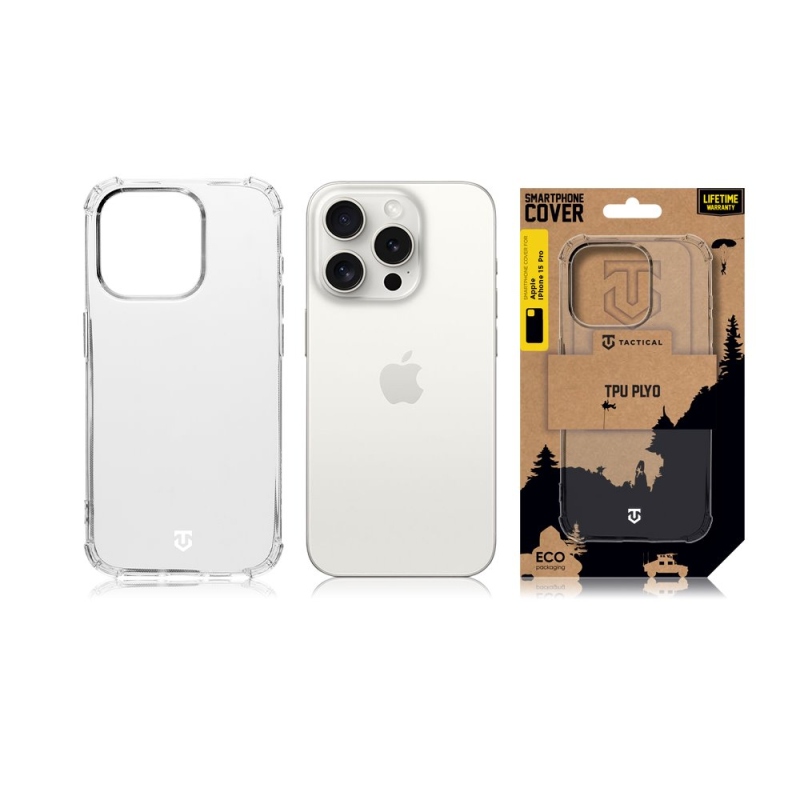Tactical TPU Plyo Kryt pre Apple iPhone 15 Pro - priehľadný