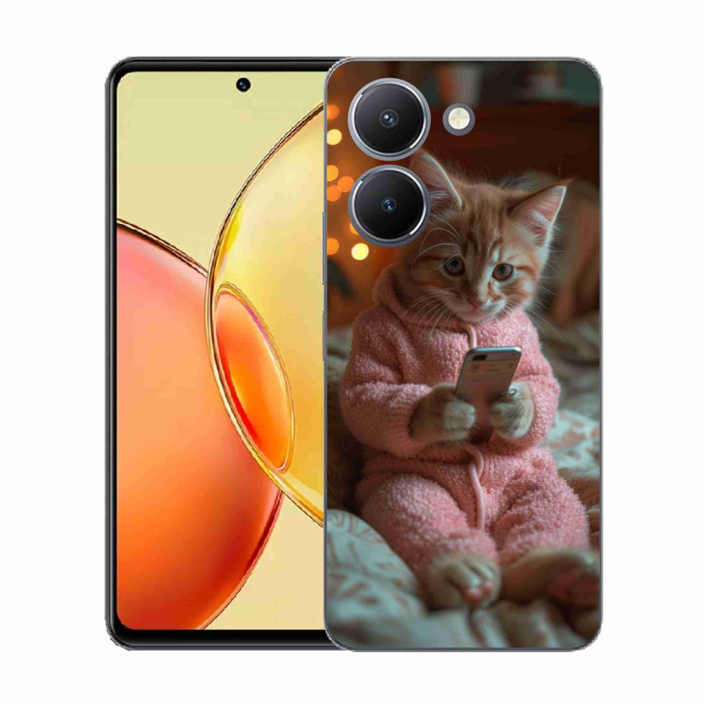 Gélový kryt mmCase na Vivo Y36 - mačiatko s mobilom