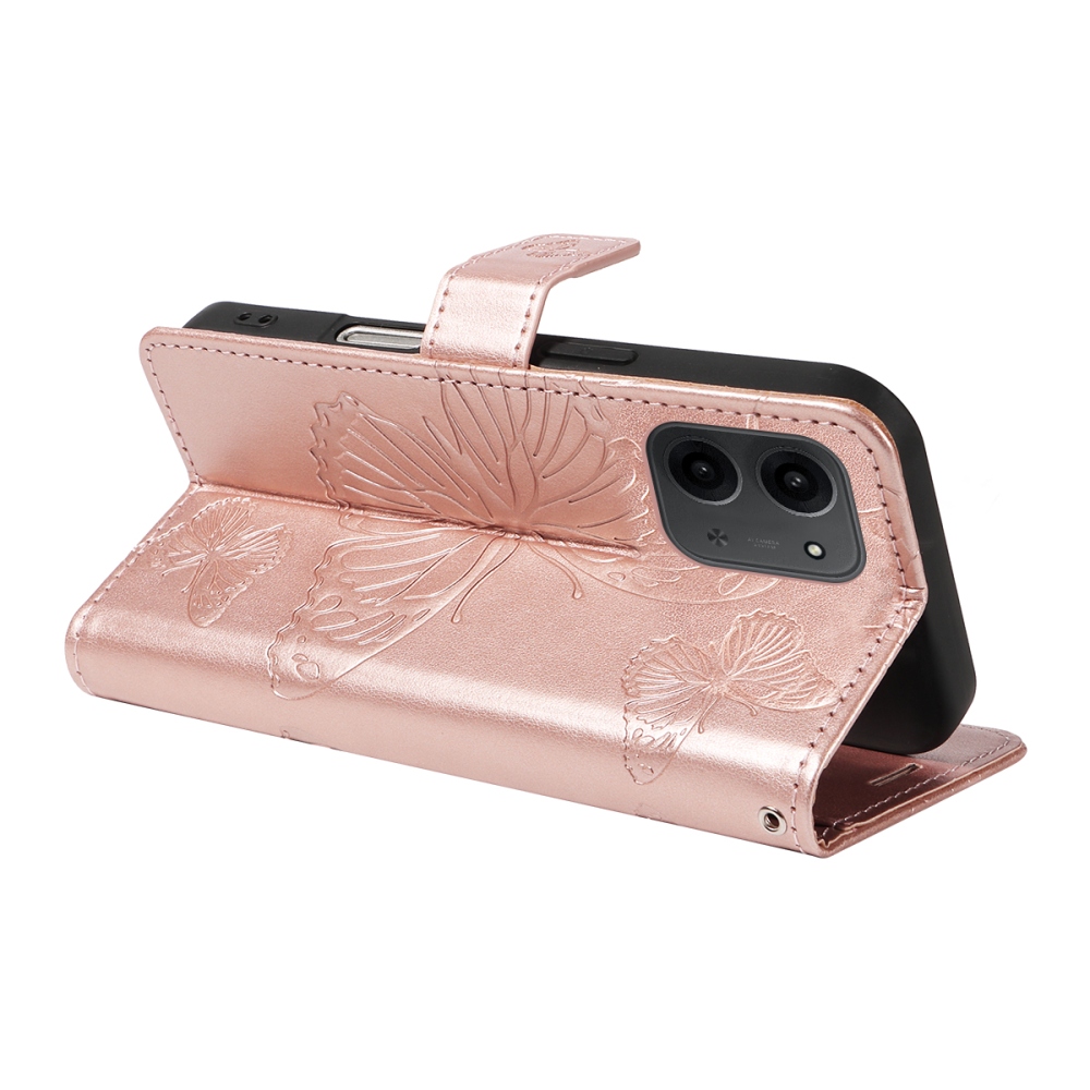 Big Butterfly knižkové púzdro na Xiaomi Redmi 15C 4G/5G (173mm) - ružovozlaté
