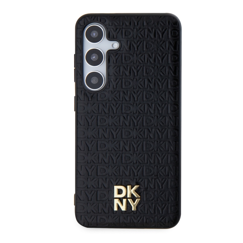 DKNY PU Leather Repeat Pattern Stack Logo Magsafe Zadný Kryt pre Samsung Galaxy S24 Black