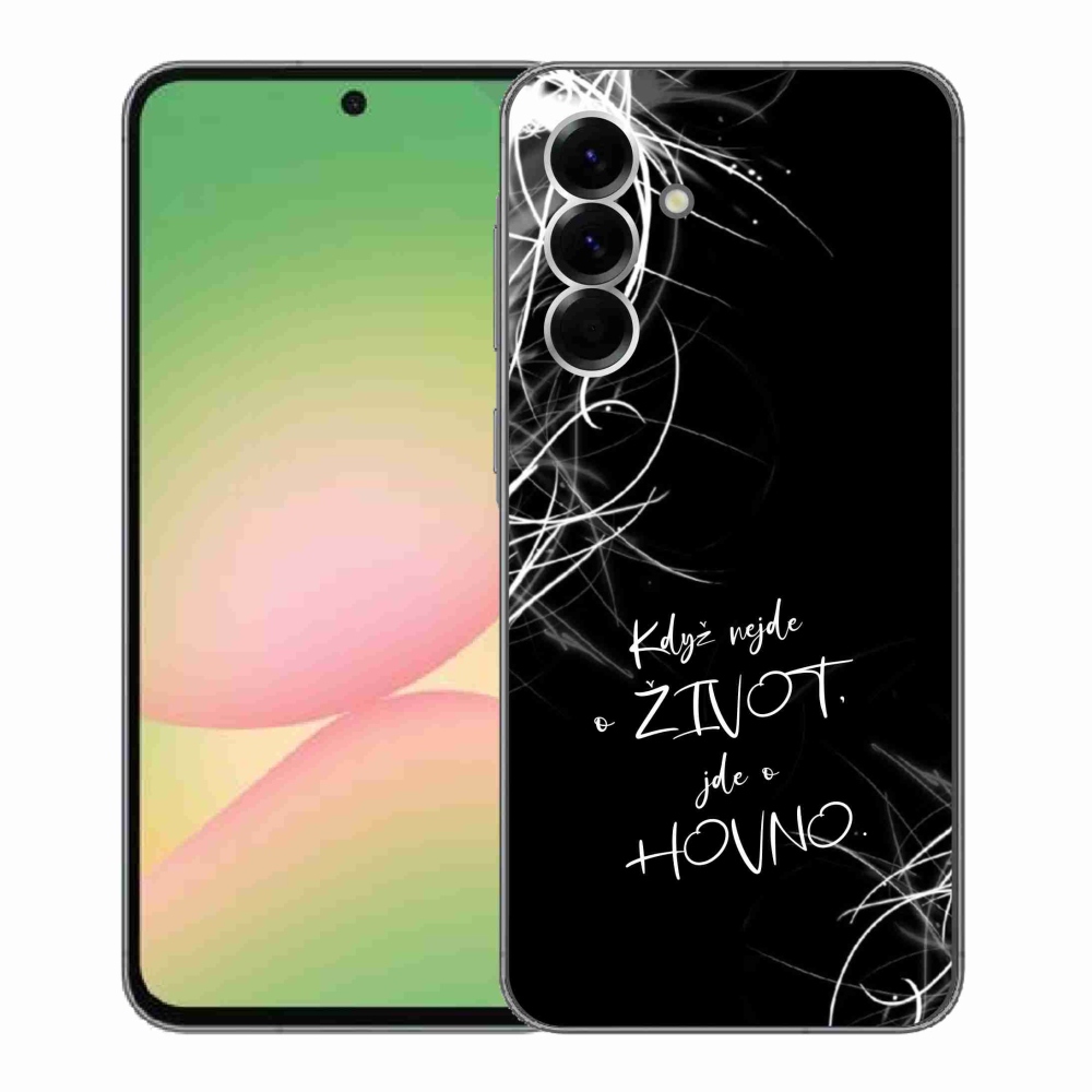 Gélový kryt mmCase na Samsung Galaxy A56 5G - vtipný text 16 čierne pozadie