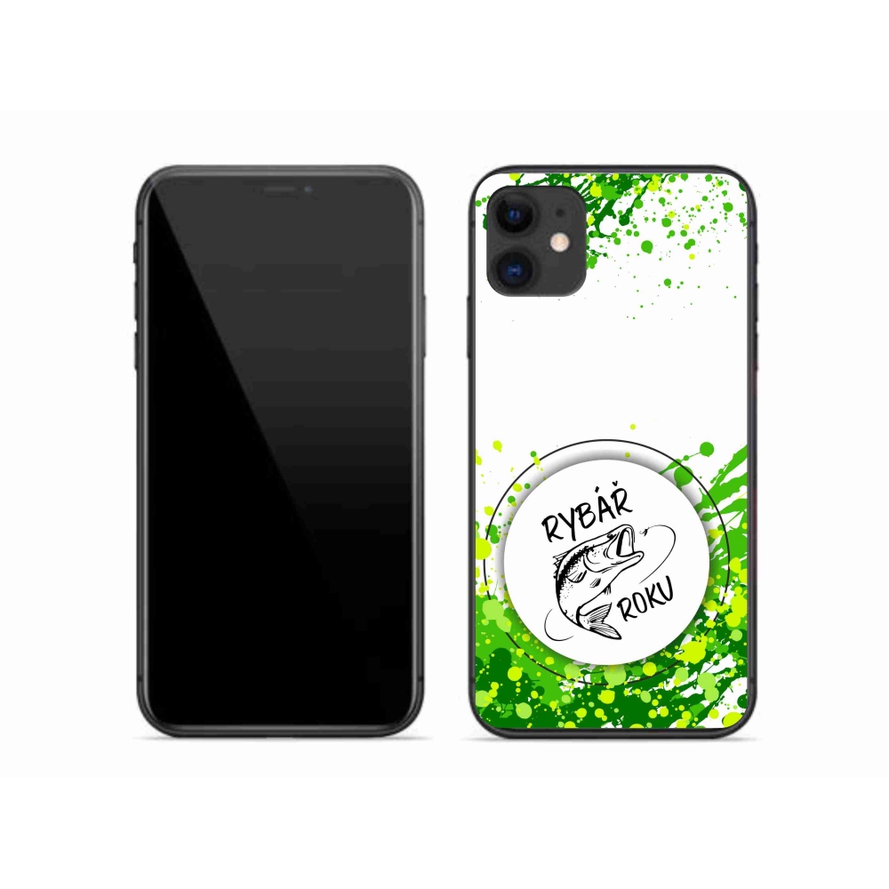 Gélový kryt mmCase na iPhone 11 - rybár roka biele pozadie