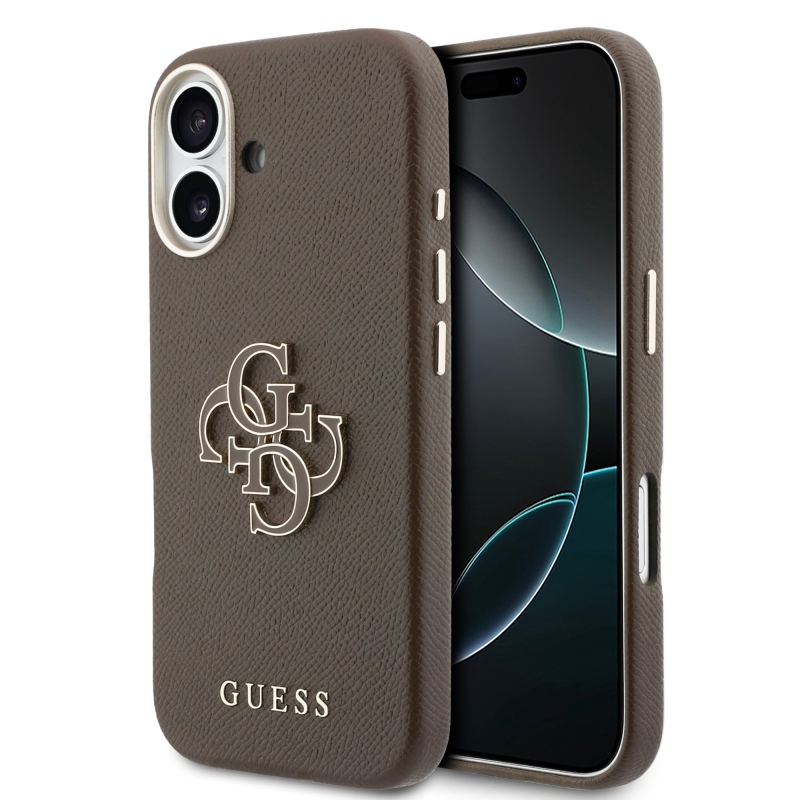 Zadný kryt s logom Guess PU Resin pre iPhone 17 Brown