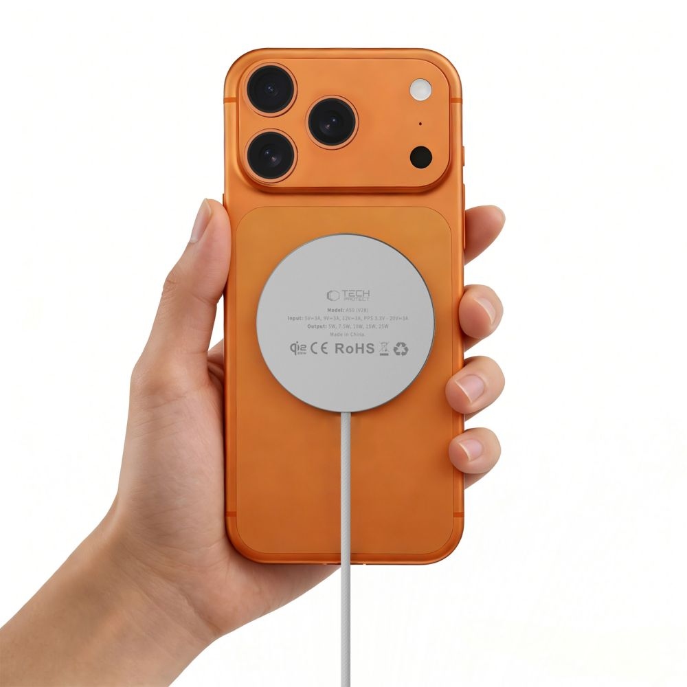Tech-Protect bezdrôtová nabíjačka A50 Magnetic MagSafe 25W Qi2.2 - biela