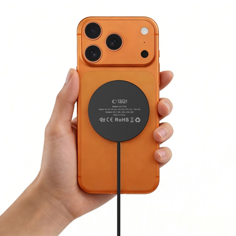 Tech-Protect bezdrôtová nabíjačka A50 Magnetic MagSafe 25W Qi2.2 - čierna