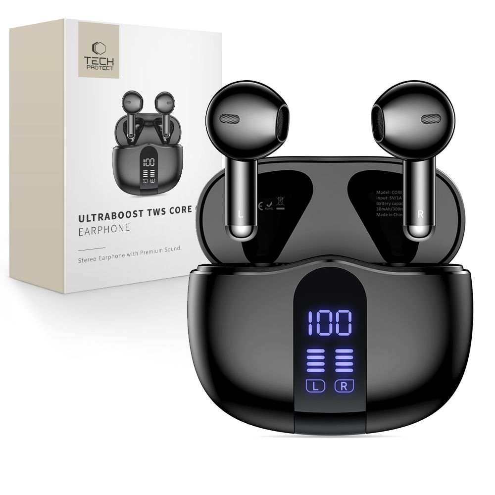 Tech-Protect bezdrôtové slúchadlá UltraBoost TWS Earphone Core G2 - čierne