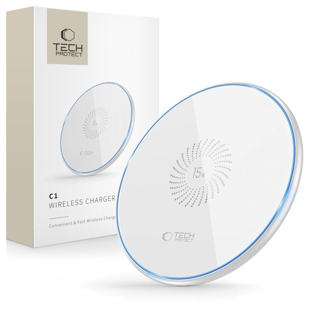 Tech-Protect C1 bezdrôtová nabíjačka 15W - biela