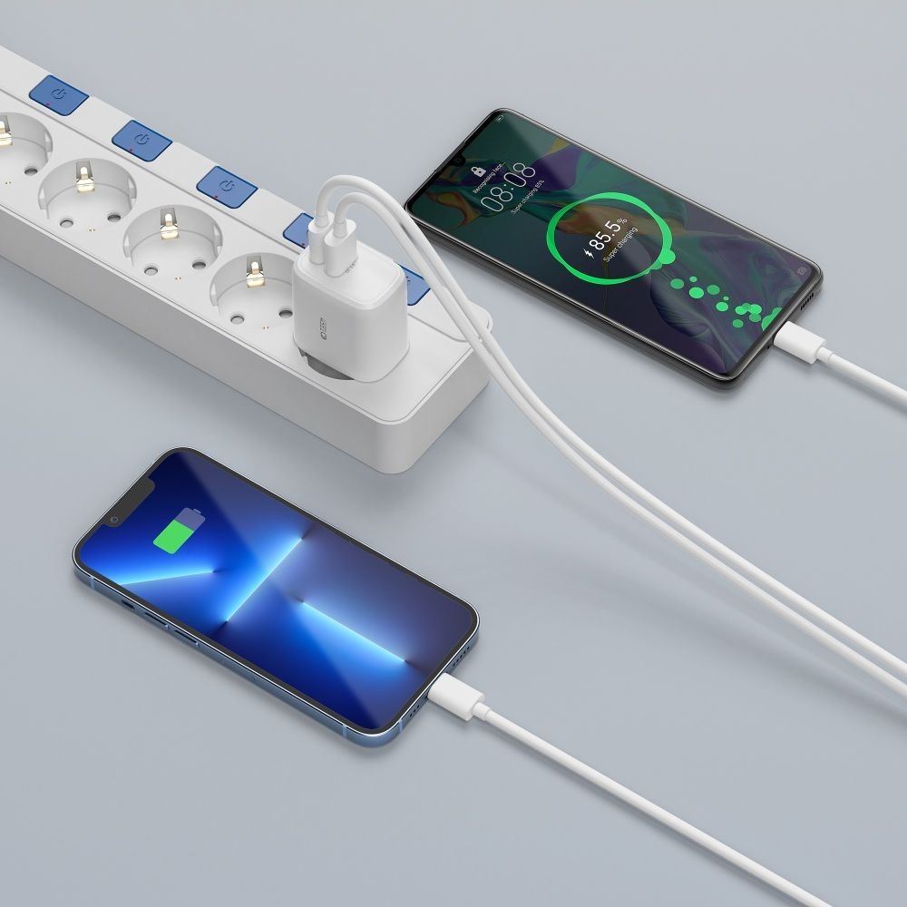 Tech-Protect C20W 2-portová nabíjačka do siete PD20W/QC3.0 - biela