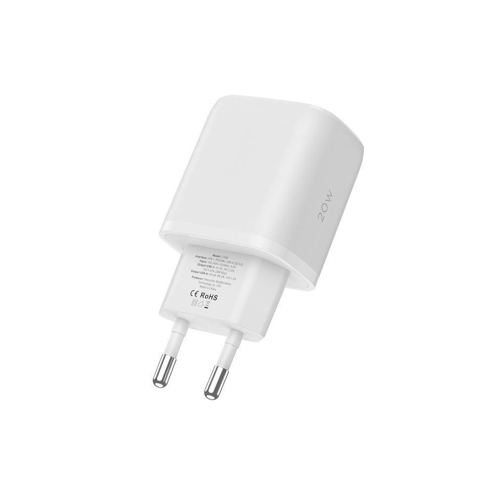 Tech-Protect C20W 2-portová nabíjačka do siete PD20W/QC3.0 - biela