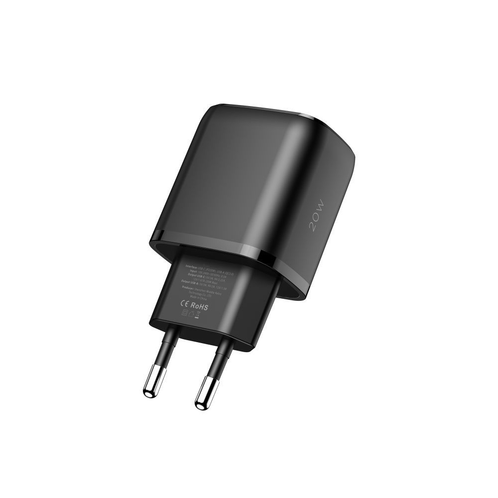 Tech-Protect C20W 2-portová nabíjačka do siete PD20W/QC3.0 - čierna