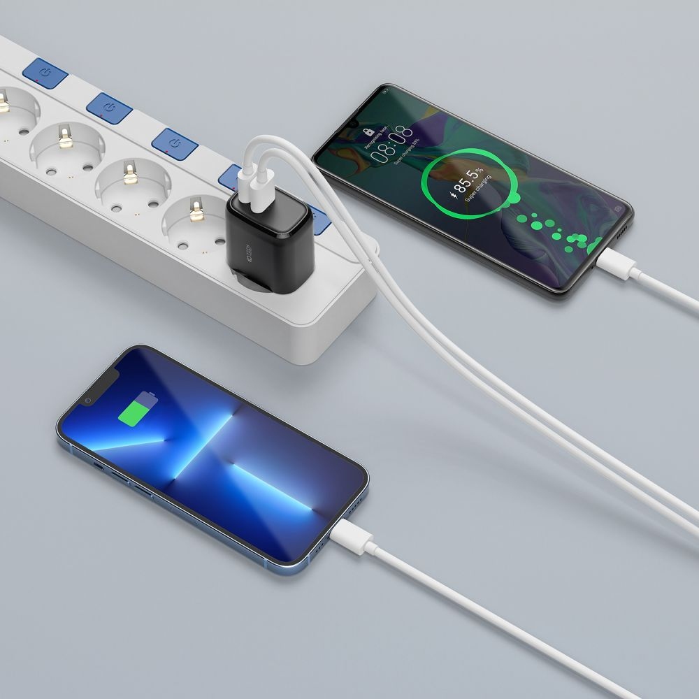 Tech-Protect C20W 2-portová nabíjačka do siete PD20W/QC3.0 - čierna