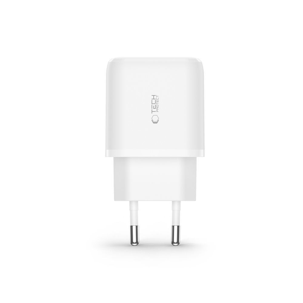 Tech-Protect C20W PD20W/QC3.0 2-portová nabíjačka + USB-C / Lightning kábel - biela