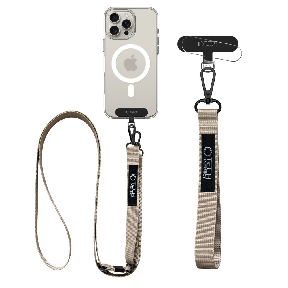 Tech-Protect C6S Rope CrossBody šnúrka/popruh na mobil - svetlohnedý